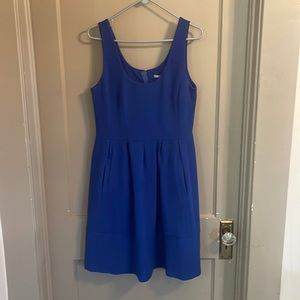 Blue Banana Republic dress size 14 with golden exposed back zipper.